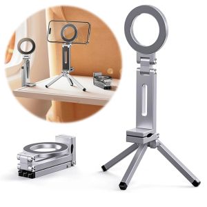 Xudewei Magnetic Tripod 360 Adjustable Clip Folding Magnetic Phone Stand Aluminium Mini Magnetic Phone Tripod for iPhone MagSafes
