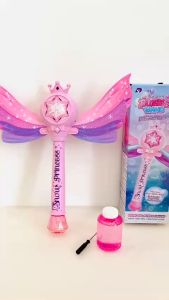 [HÌNH CLIP THẬT CÓ ĐÈN NHẠC] Đồ chơi trẻ em gậy thổi bong bóng xà phòng hình công chúa elsa cánh tiên bắn xà bông 8603