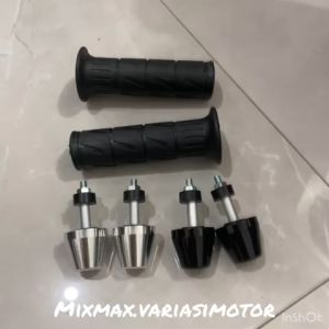 Paketan 2in1 Handgrip Kaze Grip Kawasaki STANDAR plus Jalu Stang Satria Fu Bandul Stang Hitam Chrome Universal Bisa Semua Jenis Motor