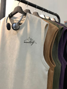 A Artsy Man เสื้อกั๊กเหงื่อสําหรับผู้ชายและผู้หญิงสไตล์ฤดูร้อน American Heavy ชุดหลวมแฟชั่นอินเทรนด์ไหล่เยาวชนยอดนิยม