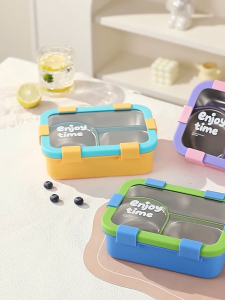 “enjoy time” 304 Stainless steel lunch box with compartments sealed snap-lock leak-proof