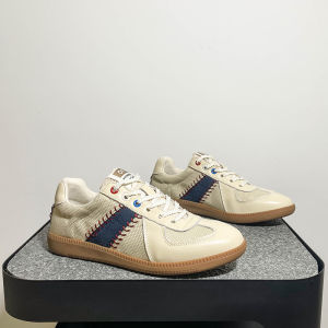 Mens Baseball Retro Breathable Comfortable Casual Sports Deqin Shoes round Toe Flat Heel Rubber Outsole Mixed Material Upper