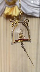หลวงปู่ทวด สีทอง พระหน้ารถ ครอบแก้วถุงทอง ขนาด ครอบแก้ว = 6 cm แขวนหน้ารถ