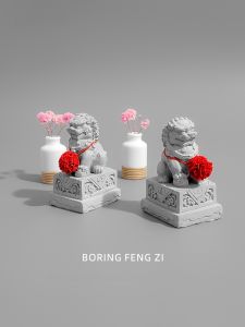 Lucky Cement Lion Figurines Desktop Decorations Stress Relief Workstation Chinese Style Sculptures Gifting Ideas for Friends