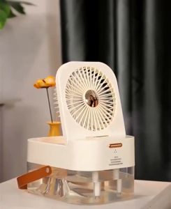 พัดลมไอเย็นพกพา USB 2.5L พลาสติกพร้อมไฟ LED ปรับระดับ 3 ระดับ สำหรับโต๊ะและพื้นที่ขนาดเล็ก