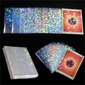 50pcs Laser Flashing Card Sleeves Soft Clear Trading Protector Holder  Folder For Pokemon Tcg Game Yugioh Baseball Cards Photo
