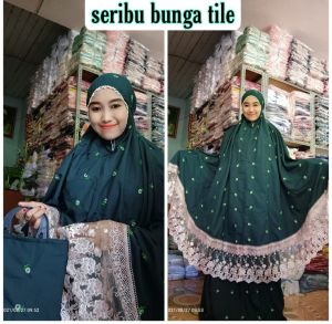 Mukena Seribu Bunga Mukenah Dewasa Bordir Terbaru Telekung Wanita Jumbo Katun Adem Renda Tile