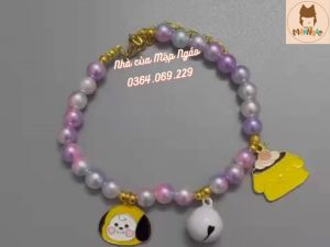 òng cổ ngọc trai ánh hồng xinh xắn dành cho chó mèo