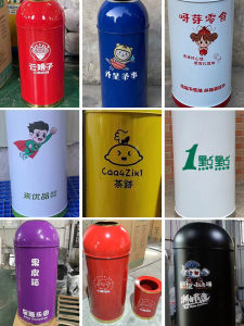 ถังขยะแบบกลมขนาดใหญ่ความจุสูง ไม่มีฝาปิด สำหรับร้านกาแฟ ร้านขายเครื่องดื่มนม ถังขยะแบบกลวงสำหรับใช้ในร่ม