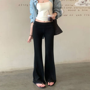 Quần Dài Ống Rộng Dệt Kim Cho Bà Bầu Mùa Thu 2025 Quần Dài Thường Ngày Cho Bà Bầu Quần Dài Ống Rộng Cạp Cao Bằng Cotton Polyester