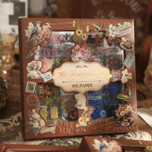 Mr. Paper 100pcs/boxromantic Floral Themed Retro Sticker Gift Box Decorative Scrapbook Phone Case Student Literature Gift Box