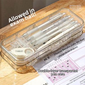 Besee | Clear Acrylic Pencil Case Double Layer Partition