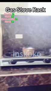 Gas Stove Rack Kitchen Organizer Storage Rack Shelf Kitchen Gas Stove Stand Rack with LGP Roller Multi-layer Gas Stove Bench Vegetable Cutting Table Space Saver Kitchen Organizer Gas Stand Rack Shelf