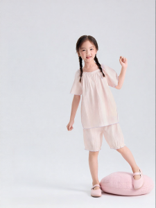 Purcotton | Single Layer Embroidered Cotton Girls Sleepwear Set