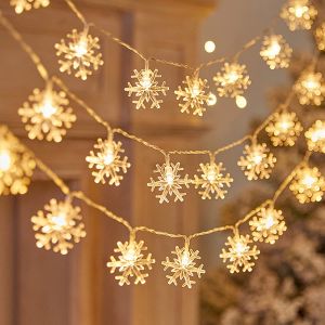 Battery Fairy Lights LED String Lights Snowflake Lights Holiday Lighting Garland Battery Indoor Christmas Wedding Decoration US plug Standard Outdoor Waterproof Suitable for Indoor/Outdoor/Family/Party/Decoration