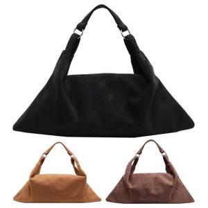 Trendy Women Tote Bag Faux Suede Large Capacity Shoulder Bag for Office and Casual Events in Olive Green