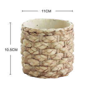 Indoor Rattan-Style Cement Planter Pot
