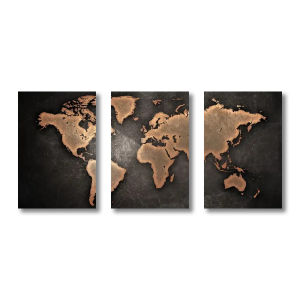 Retro World Map 3pcs/set Canvas Posters Nordic Wall Decor Wall Art Canvas Painting Living Room Bedroom Corridor Wall Decoration
