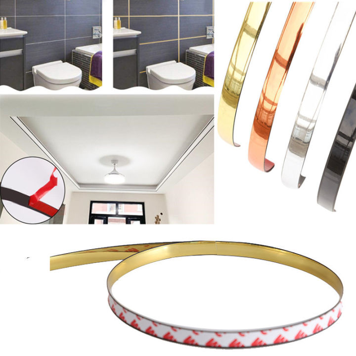 20 meters Gold Tape Self-adhesive Mirror Wall Sticker Waterproof PVC ...