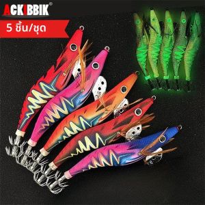 อัคบิบิค 5 ชิ้น/เซ็ต 13.5 ซม./21 กเหยื่อตกปลากุ้งเรืองแสงปลาหมึกจิ๊กตะขอกุ้งกุ้งล่อประดิษฐ์เหยื่อแข็ง