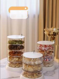 Transparent large capacity multi-layer ins fruit tray rotatable for home living room coffee table candy snacks divided storage melon seeds