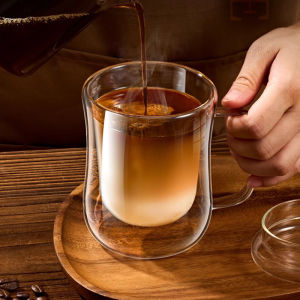 1PCS Double Wall Glass Cup Clear Coffee Mug With Handle For Hot Cold Beverage Milk Juice Drinkware Set 220/300/400ml