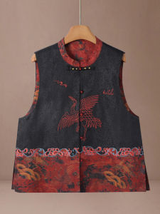 Elegant Embroidered Heavy Work Mommy Jacket Womens Double-Sided Wear Ethnic Style Vest Comfortable Breathable Casual Outerwear