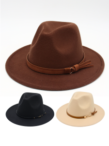 Fedora Jazz Style Men Women British Style Large Brim Retro Gentlemans Hat Casual Woolen Beret Couple Outfit Spring Autumn Winter