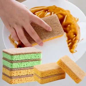 4pcs/pack Natural wood pulp sponge brush bowl cloth washing the dishes clean dishcloth degreasing cleaning kitchen