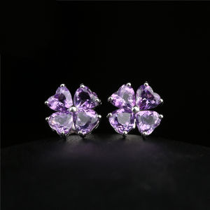 925 Sterling Silver Earrings Womens Allergy Free Trendy Four Leaf Clover Ear Caring Hoops Fashionable Small Size Jewelry