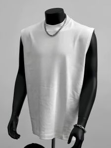 Áo Thun Cotton Nguyên Chất Không Tay Màu Trơn Mùa Hè Cho Nam Áo Khoác Ngoài Thể Thao Màu Trắng Áo Lót Cơ Bản Cổ Tròn