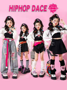 Girls Jazz Dance Outfit Childrens Fashion Street Performance Clothes Long Sleeve Cotton Polyester Blend Safe for Ages 4-14