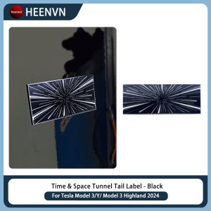 Heenvn For Tesla Model 3 Y Model 3 Highland 2025 2026 Car Time Space Tunnel Logo Trunk Badge Emblem Decals Sticker Plaid Styling