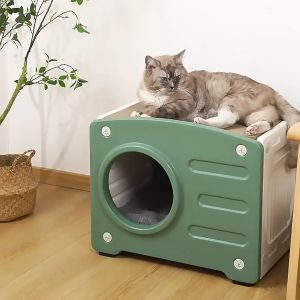 "Local Stock" Cat Cave Plastic Cat Bed House/Bedside Table Waterproof Cat Bed with Non-Slip Base Portable Small Dog House Cat Furniture Cat sofaable