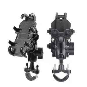 Motorcycle Electric Bike Mobile Phone Holder Aluminum Handlebar Bicycle Riding Bracket GPS Mount Phone Holder W/ Shock Absorber