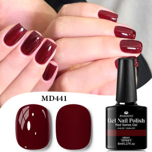 8ml Cherry Red Gel Nail Polish Wine Red Glossy Long-Lasting French Style Nail Supplies For Manicure DIY Design Nail Art Varnish