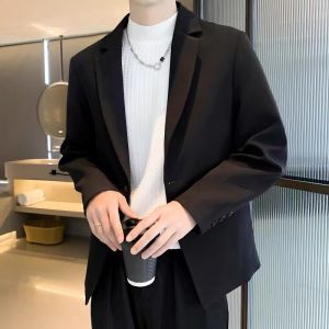 Casual Suit Jacket Mens Autumn Fancy Trendy Handsome Khaki Small Suit K-style Trendy Business Single West