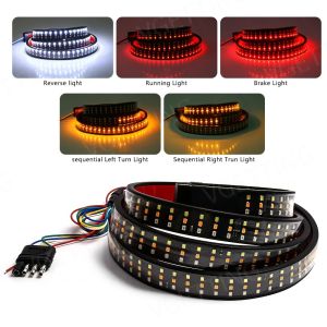 60 Inch LED Truck Tailgate Light 432LED Tail Light Strip Reverse Backup Brake Warning Dynamic Turn Signal White Red Yellow 12V