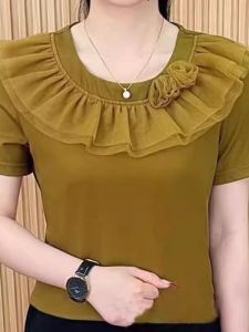 HUAXUNRAN | Fashionable Ruffle Short Sleeve T-shirt for Women