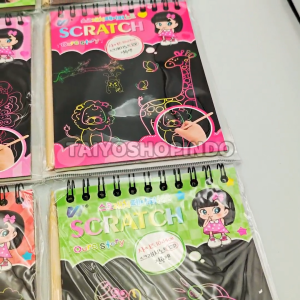 TAIYO DIY Gosok Gambar Set Ring Scratch Book Colorful Rainbow Buku Sketsa Gores Seni Lukis Mainan