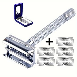 Bộ Dao Cạo Râu Hai Lưỡi Dành Cho Nam Dao Cạo An Toàn Cổ Điển Dành Cho Thợ Cắt Tóc Dụng Cụ Tẩy Lông Bằng Thép Không Gỉ Bộ Sản Phẩm Kết Hợp