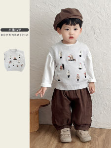 Fashionable Knitted Sweater Vest for Boys Spring Autumn Casual Outerwear Baby Comfortable Breathable Soft Material