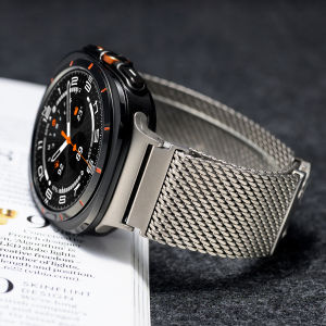 100% pure Titanium Milanese Loop Band for Samsung Galaxy Watch Ultra 47mm Men Ultra 7 Strap Secure Parachute Buckle Correa