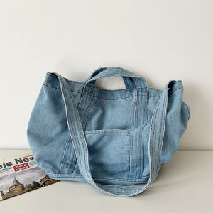 Mori Artistic Denim Shoulder Bag Female Lightweight and Large Capacity Student Class Schoolbag Male Japanese Crossbody Bag Handbag