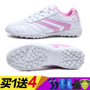 Childrens Football Shoes Training Cleats Boys Girls Soccer Shoes Anti-slip Pink Lightweight Flexible Upper Natural Grass