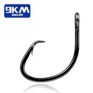 9KM 25-50Pcs 3X Strong Offset Wide Gap Circle Hooks Saltwater Live Bait Catfish Hooks Eagle Claw Style Fishing Tackle