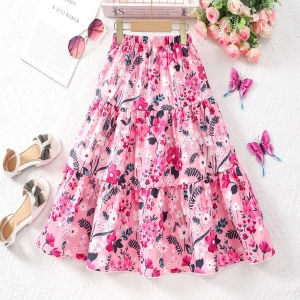 Long Skirt Teens Girl Clothes 8 9 10 11 12 Years Old Children Skirt Summer Casual Fashion Floral Butterfly A-Line Birthday Gift