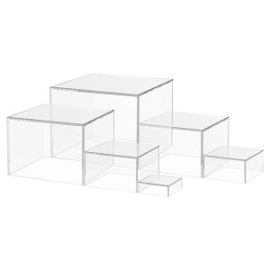 6Pcs Acrylic Buffet Riser Cubes Food Display Stand Stackable Table Dessert Cupcake Stand Wedding Party Buffet Food Display Decor