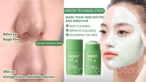 Green Tea Mask Stick Blackhead Acne Remove Cleansing Beauty Skin Moisturizing Hydrating Whitening Purifying Clay Stick Oil Control Solid Mask Facial Cleansing Stick Facial Masks for Skincare