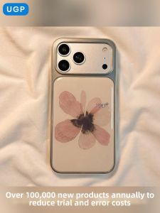 UGP | Trendy Summer New iPhone Case Electroplated Silver Frame Oil Painting Flower Design